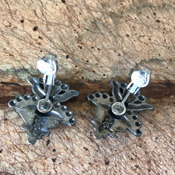 Native American Vibe Turquoise Silver Sancrest Earrings - Picture 6 of 7